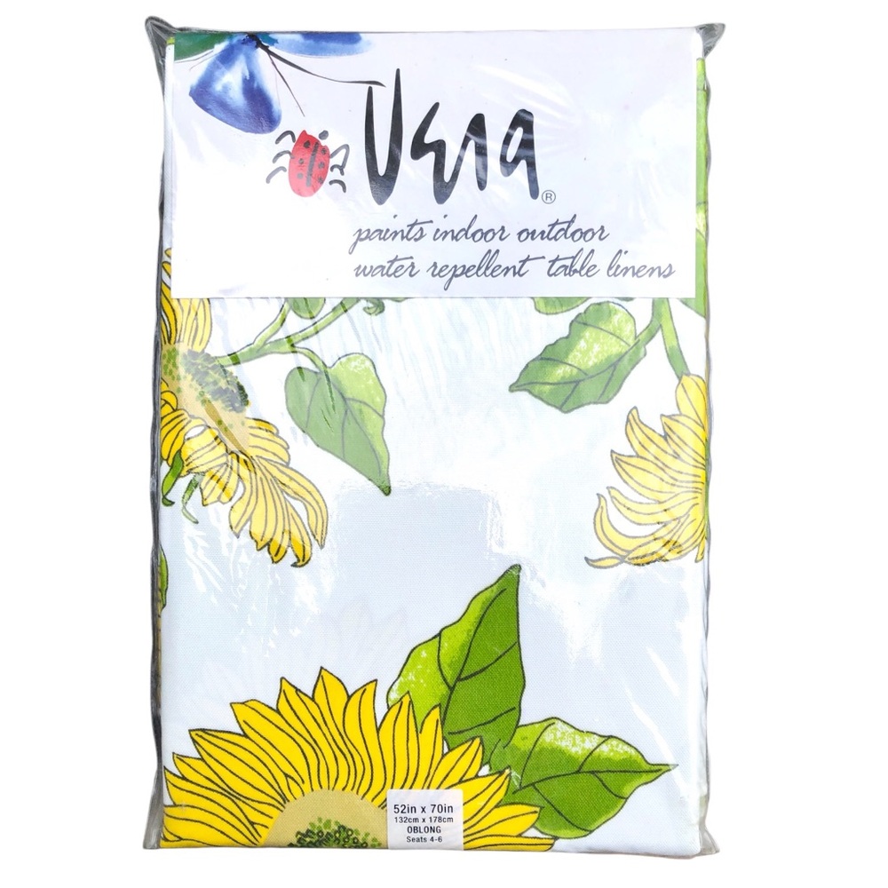 Vera Sunflower Oblong Indoor Outdoor Water Repellent Table Cloth Linen